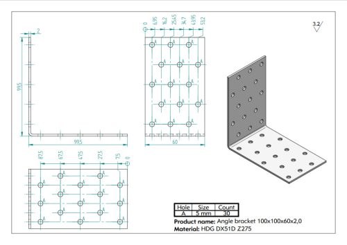 100x100x60x2,0 Sarokvas CE-ETA tüzihorg.