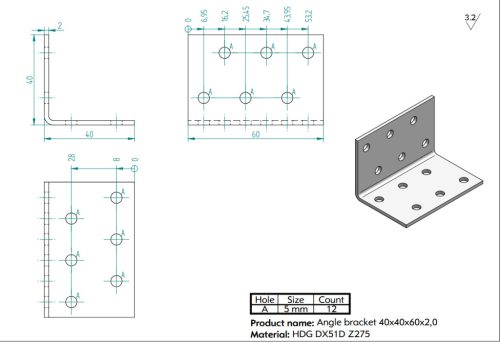 40x40x60x2.0 Sarokvas CE-ETA tüzihorg.