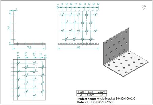 80x80x100x2,0 Sarokvas CE-ETA tüzihorg.