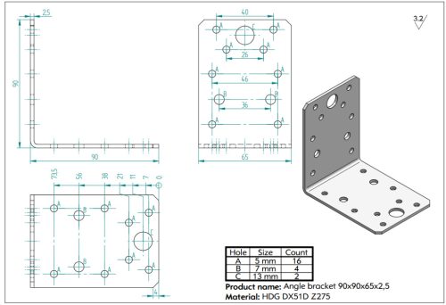 90X90X65X2,5 Sarokvas CE-ETA tüzihorg.