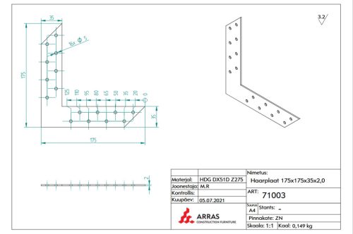 175x175x35x2 L-vas CE-ETA tüzihorg.