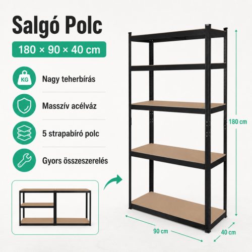 SBK Salgó Polc fekete 1800x900x400